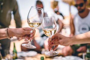 Sharing wine with each other